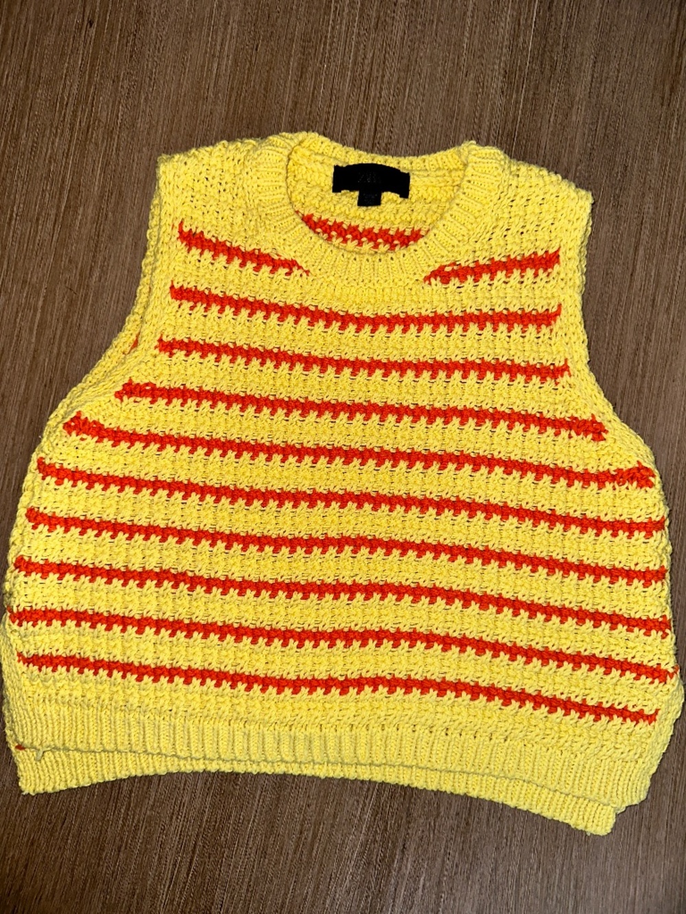 Zara Yellow and Orange Striped Knit Sweater Vest